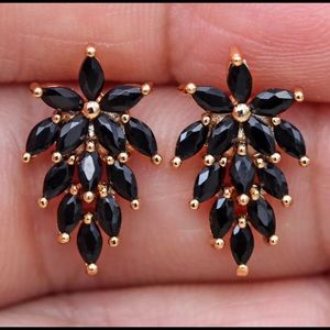 Gold Filled Black Onix Stud Earrings